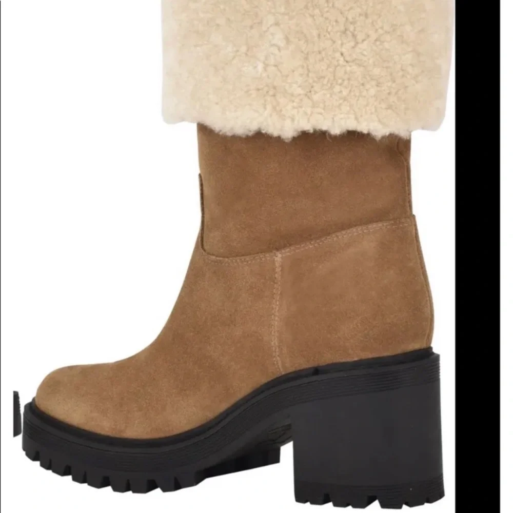 New Marc Fisher Willoe Suede Fur pull on boots - Picture 3 of 11